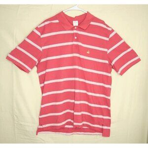 Brooks Brothers 346 Striped Polo Shirt Golden Fleece Logo Men L Pink Blue White